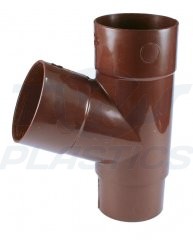 Half Round Brown Downpipe 112 Degree Branch 68mm