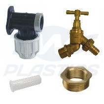 25mm MDPE Wall Plate Garden Tap Kit