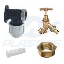 25mm MDPE Wall Plate Garden Check Tap Kit