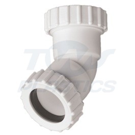Compression Waste Pipe 32mm 45 degree Obtuse Bend White