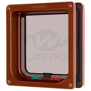Brown 4 Way Locking Cat Flap with Door Liner