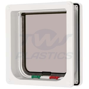 White 4 Way Locking Cat Flap with Door Liner