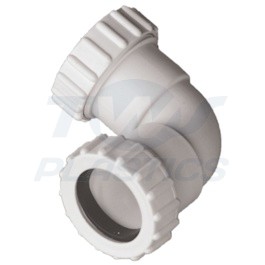 Compression Waste Pipe 40mm 90 degree Knuckle Bend White