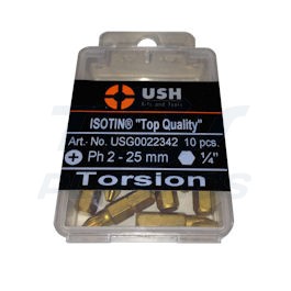 USH PH2 x 25mm Gold Bit Box Of (10)