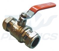 22mm Chrome Plated Full Flow Lever Ball Valve Red Handle