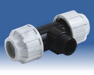 25mm - 3/4" - 25mm MDPE Male Compression Tee