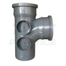 Soil Pipe Pushfit 110mm 90 Degree Branch Double Socket 63mm 4 Bossed