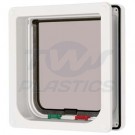White 4 Way Locking Cat Flap with Door Liner