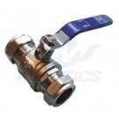 15mm Chrome Plated Full Flow Lever Ball Valve Blue Handle